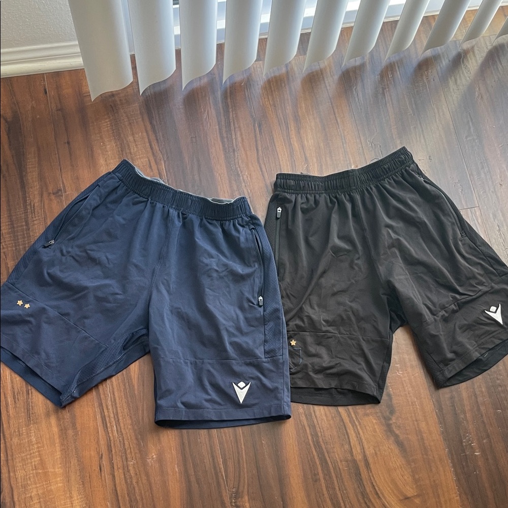 Macron Men's Athletic Shorts in Black and Navy with pockets